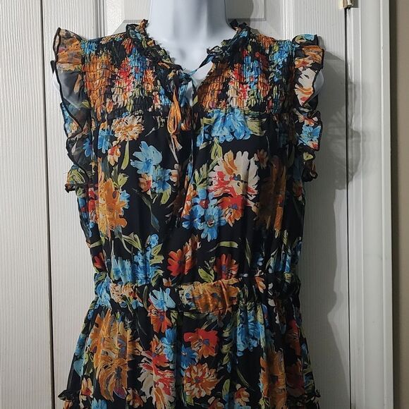 Ophelia  Roe  elastic waist floral print summer party dress Sz M - Picture 3 of 5